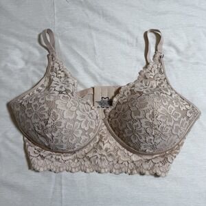 Maidenform Bra Women 38D Convertible Halter Padded Lace Tan Floral SEO